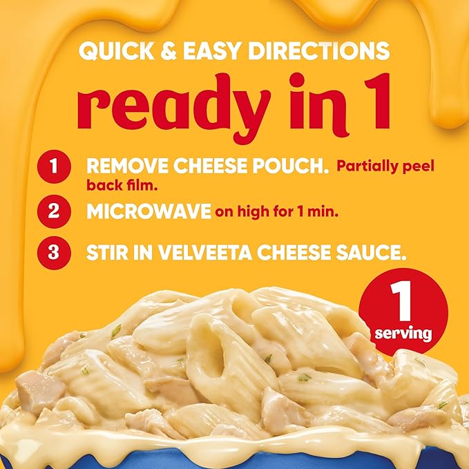 Velveeta Cheesy Bowls Singles Chicken Alfredo (9 ox Box)