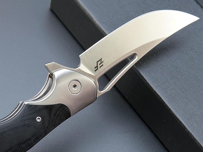 Eafengrow EF7 Folding Knife K110 Steel Blade G10& Stainless Steel Handle EDC Tool Knives for Outdoor Working Camping Hiking(black)