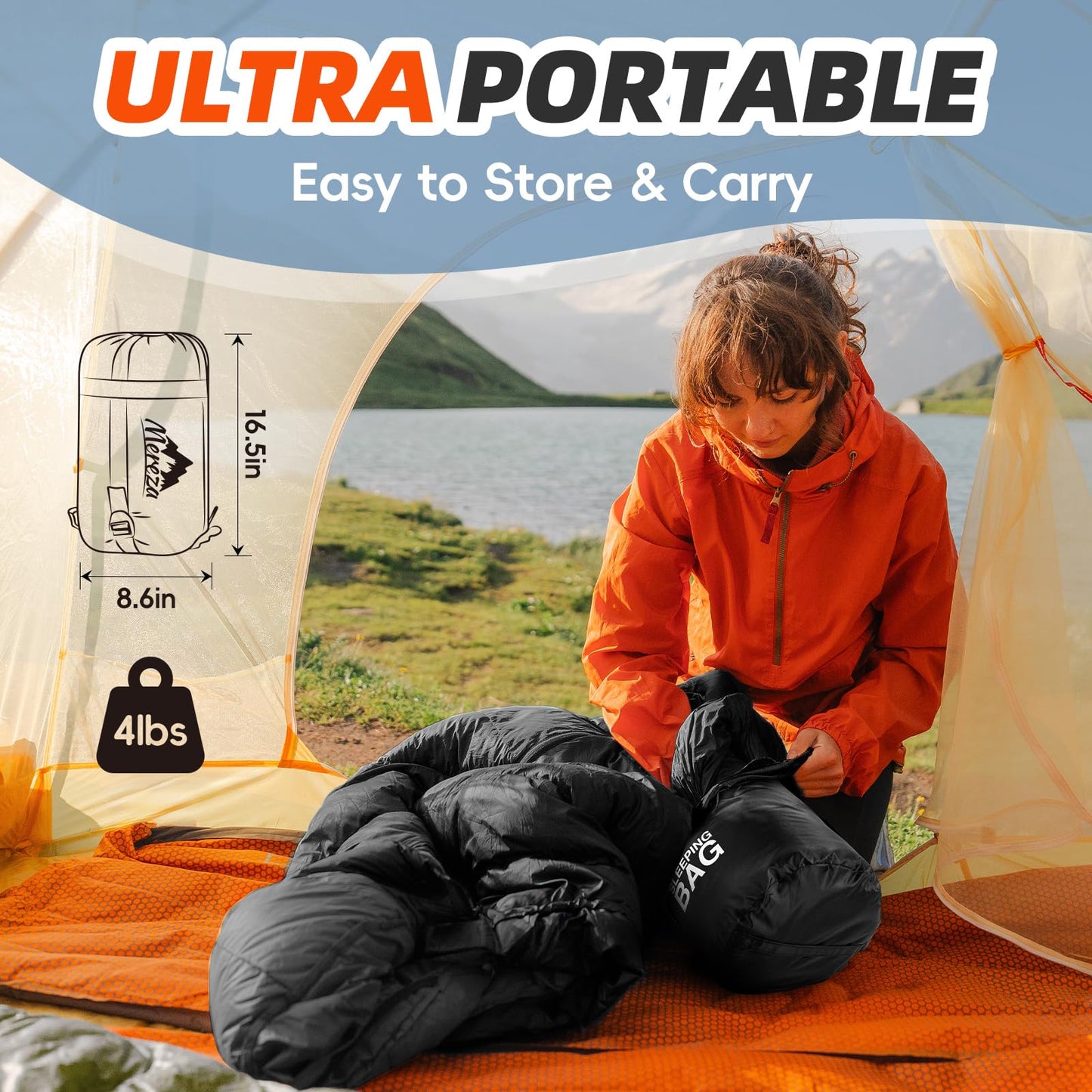 MEREZA Sleeping Bags XL for Adults Mens Large Wide Sleeping Bag for Camping & Backpacking Big and