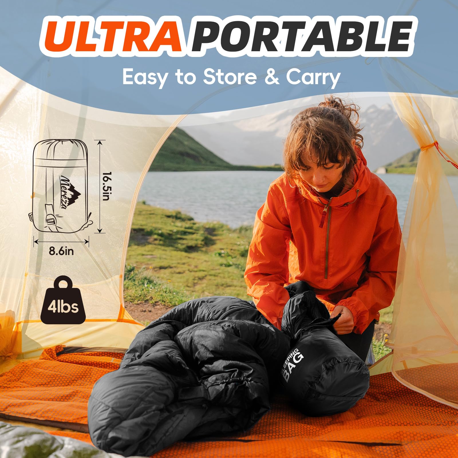 MEREZA Sleeping Bags XL for Adults Mens Large Wide Sleeping Bag for Camping & Backpacking Big and