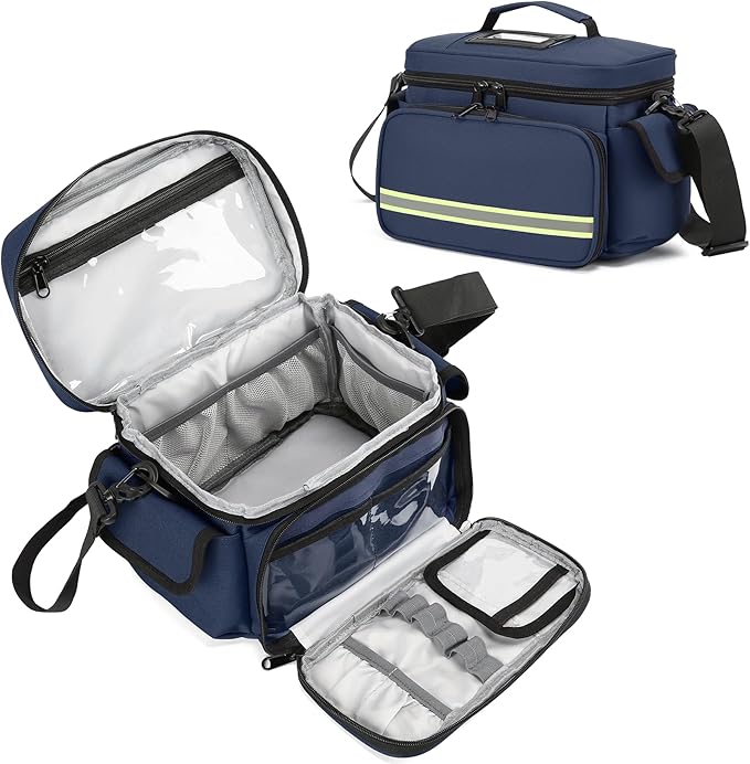 Medical Bag Empty First Aid Bag Home Health Nurse Bag, First Aid Storage, Medical Supplies Responder for Nursing Student,Therapist,Doctors Blue