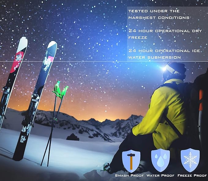 Ghost Bird Seiker X1 Head Lamp - LED Rechargeable Cree XPE - Waterproof IPX7, Freezeproof, Smashproof Perfect for Your Running, Camping, Backpacking, Hunting, and Cycling Adventures
