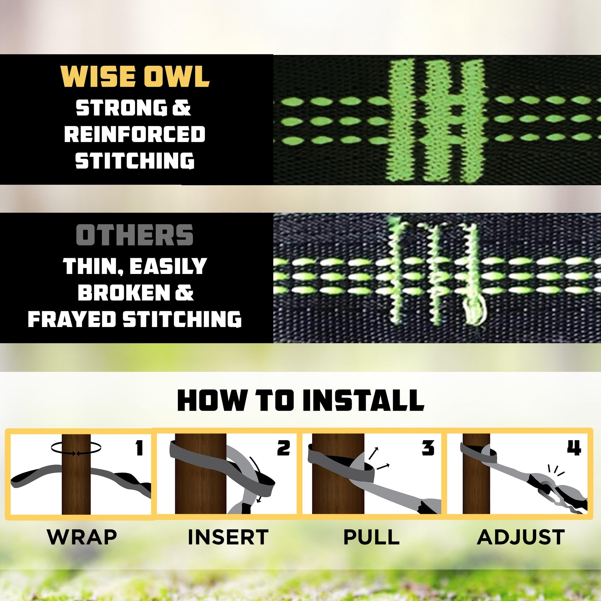 Wise Owl Outfitters Hammock Straps for Trees – 10ft Heavy-Duty Tree Hanging Kit with Carabiners, 38
