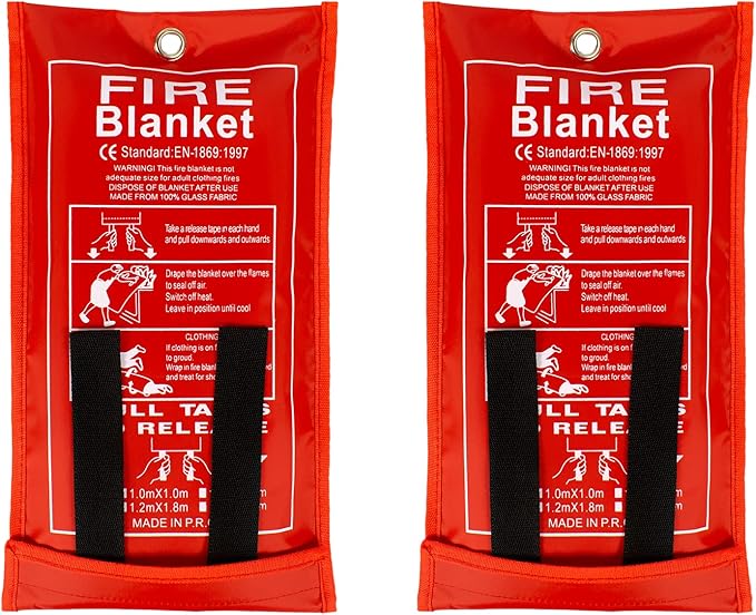 FLASLD Fire Blanket for Home, Fiberglass Fire Blankets Emergency for People, 2 Pack - Fire Suppression Blanket for Kitchen 40x40 Inch