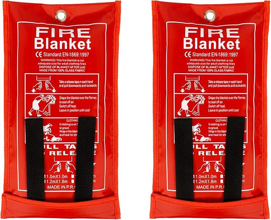 FLASLD Fire Blanket for Home, Fiberglass Fire Blankets Emergency for People, 2 Pack - Fire Suppression Blanket for Kitchen 40x40 Inch