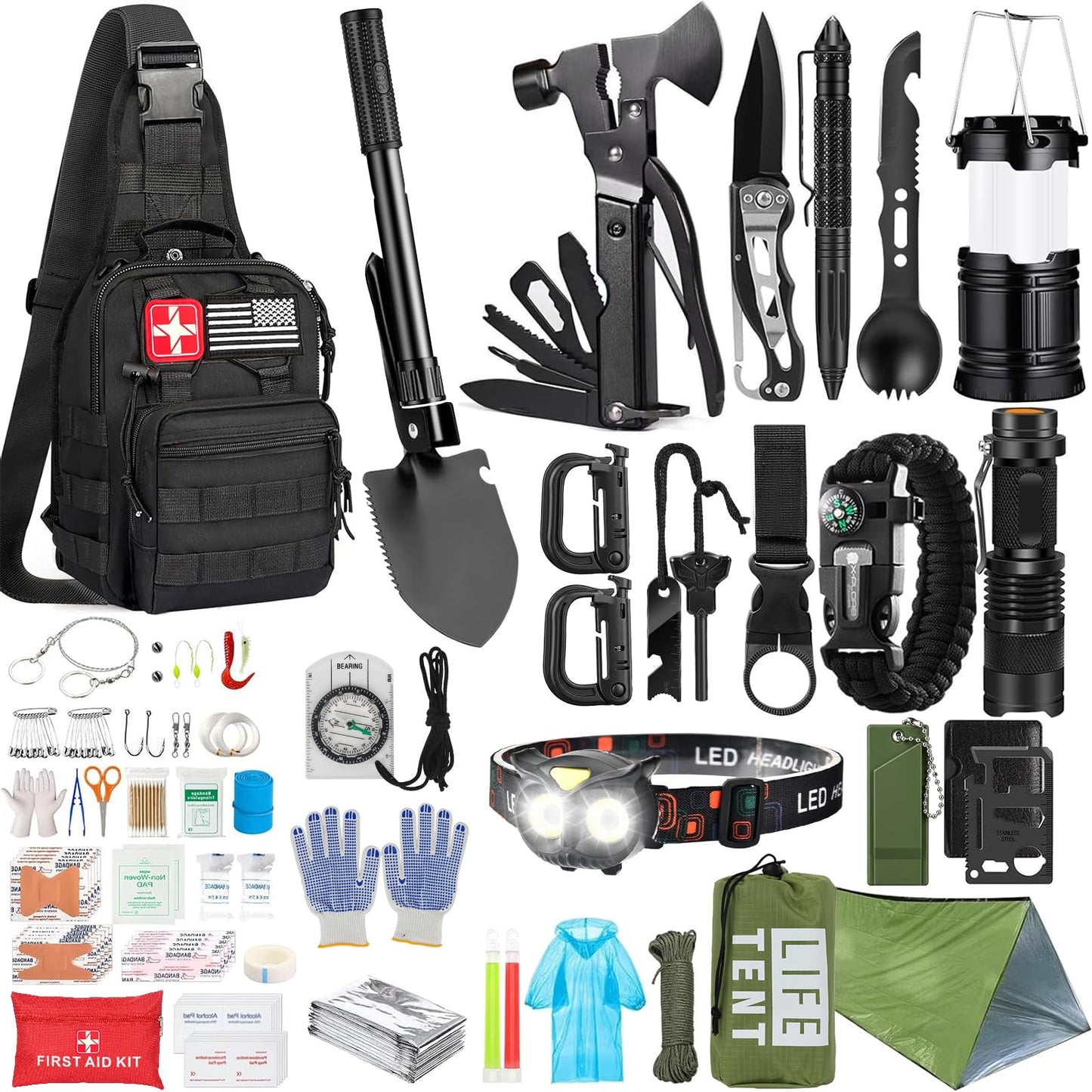 Survival Kit, 294 Pcs Survival Gear Emergency Supplies First Aid Kit