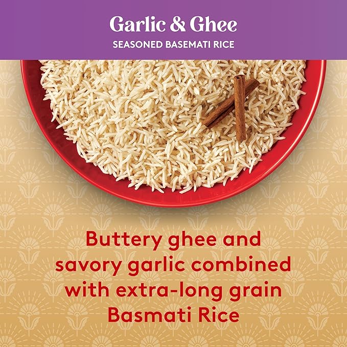 Royal Garlic & Ghee Seasoned Basmati Rice, No Artificial Flavors, Vegetarian Friendly, Gluten Free & Non-GMO, 8.5 Ounce (Pack of 6)