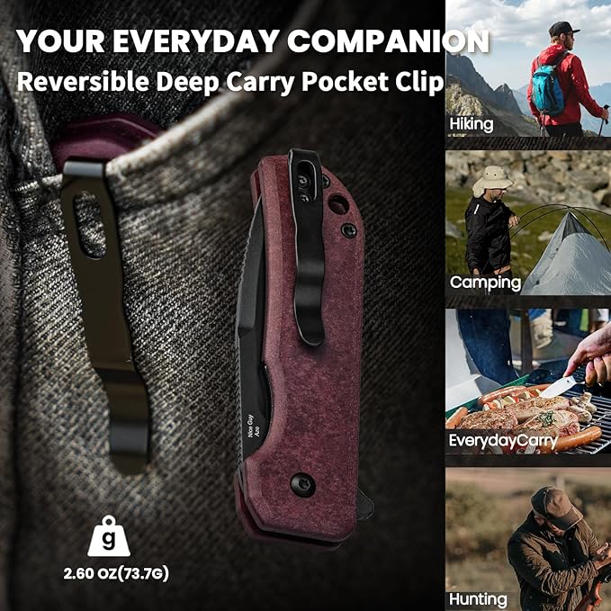 Kizer Nice Guy Pocket Folding Knife, 2.84" Nitro V Blade, Lightweight Sharp Camping and Hiking Tool, Comfort Richlite Handle, Liner Lock Flipper V3011A4