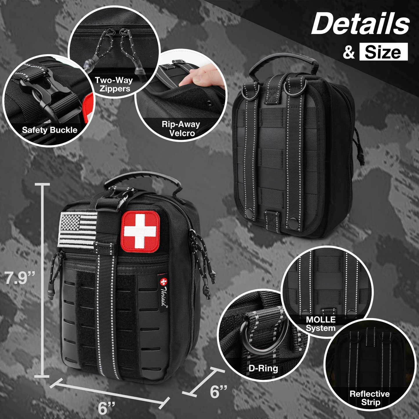 Survival First Aid Kit with Israeli Bandage, Chest Seal, Tourniquet, Splint, Tactical Military