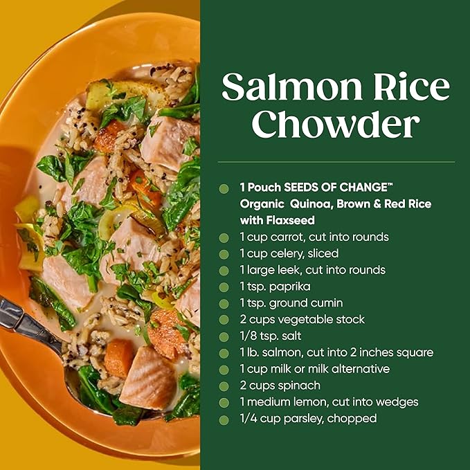 SEEDS OF CHANGE Organic Quinoa, Brown & Red Rice with Flaxseed, Microwaveable Ready to Heat, 8.5 Ounces (Pack of 6)