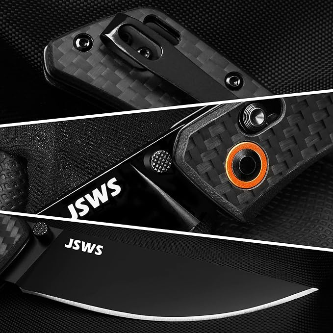 Camping Folding Knife Folding Tactical Knife Pocket Knifes 3.34" D2 Steel Blade Carbon Fiber Handle Axis Lock Cool Gifts for Men & Women