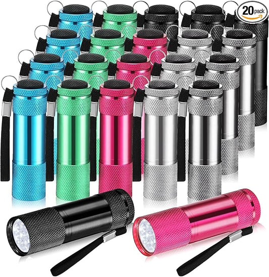 VIHOSE 20 Pcs Mini Flashlights Bulk, Bright Aluminum Handheld Flash Light with Lanyard Small LED Flashlights for Night Reading Emergency Hurricane Camping Hiking, Batteries Not Included(Stylish)