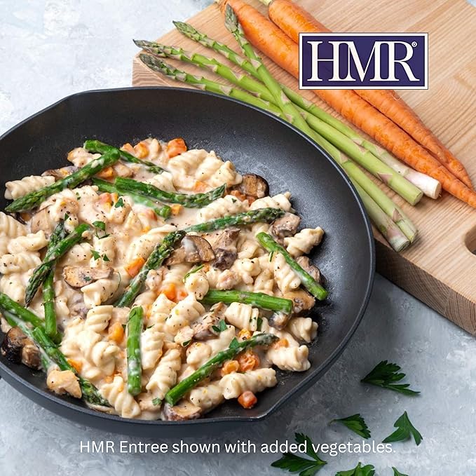 HMR Rotini Chicken Alfredo Entrée | Pre-packaged Lunch or Dinner to Support Healthy Eating | Ready to Eat | 16g of Protein | Low Calorie Food | 7oz Serving per Meal | Pack of 6