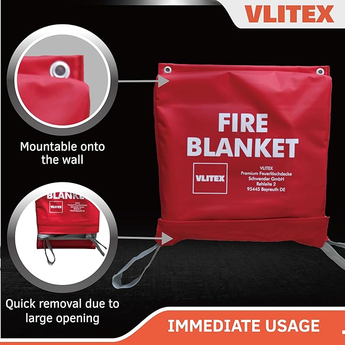 Extra Large Fire Blanket (118 x 157 in - XL) | Engineered in Germany | Lithium Battery & Emergency Fire Suppression Blanket | Certified Fireproof Silicone & E-Fiberglass