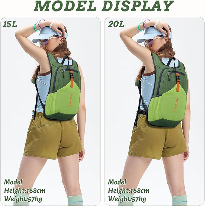 20L Small Hiking Backpack for Men Women Foldable Packable Back Pack Ultralight Hiking Daypack for Travel Camping Outdoor, Olive Green