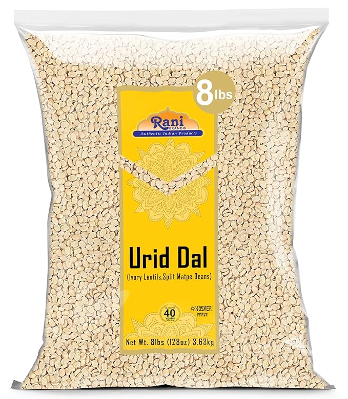 Rani Urid/Urad Dal (Split Matpe Beans Skinless) Indian Lentils 128oz (8lbs) 3.63kg Bulk ~ All Natural | Gluten Friendly | Non-GMO | Kosher | Vegan | Indian Origin