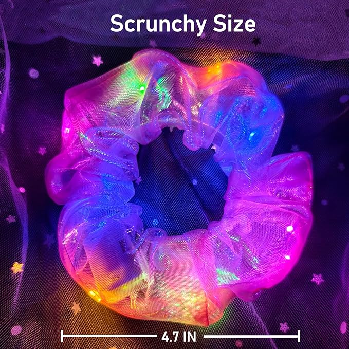 40 PCS Light up Scrunchies, 3 Glow Mode, LED Hair Accessories for Women, Glow in the Dark Party Supply for Festival Rave Slumber Party