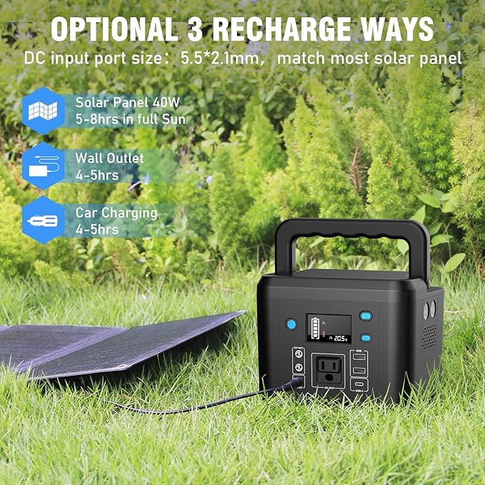 powkey 200W Solar Generator with Panel, 120Wh/200W Portable Power Station with 60W Foldable Solar Panel for Outdoor Camping