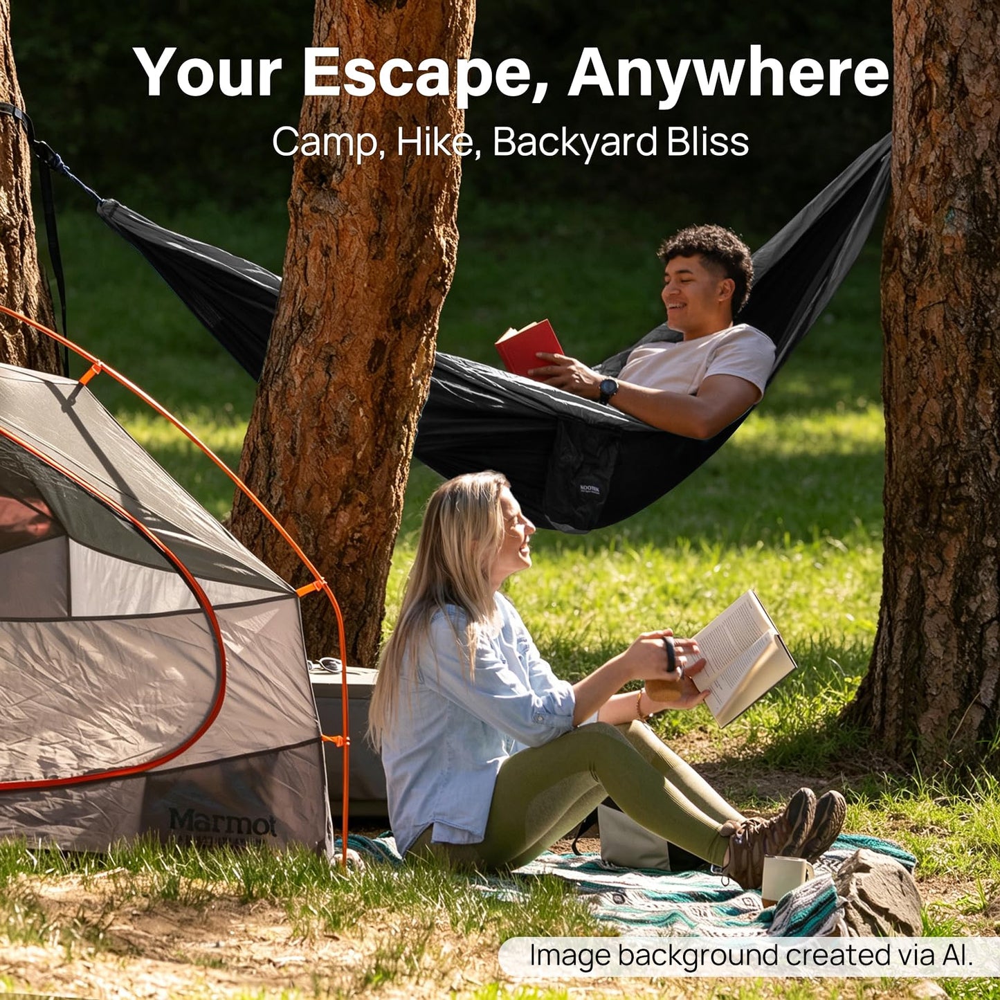 Kootek Camping Hammock 500lbs Capacity Outdoor Camping Essentials, Double