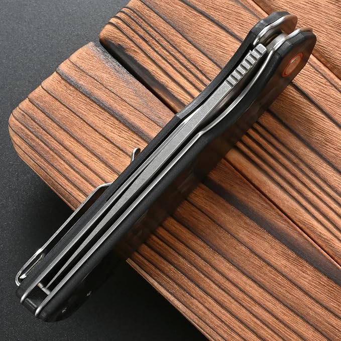 FF19 Folding Pocket Knife，D2 Steel Blade Carbon Fiber Handle EDC Tool Knife for Outdoor Camping Hunting Fishing Working(Black)