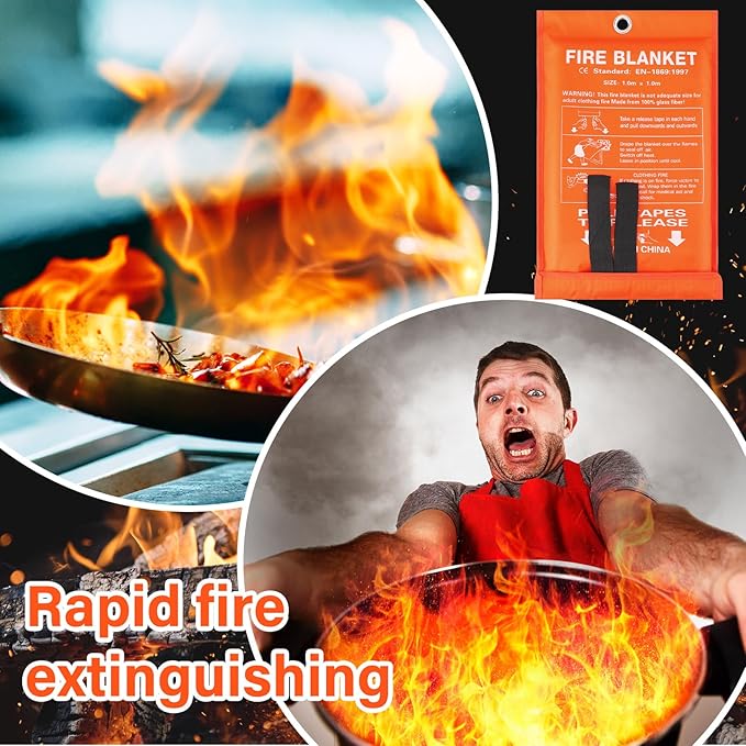 Macarrie 20 Pack 39??x 39??Fire Blanket Emergency for Home and Kitchen Safety Suppression Blanket Fiberglass Fireproof Survival for Fireplace Car Office Camping (Orange)