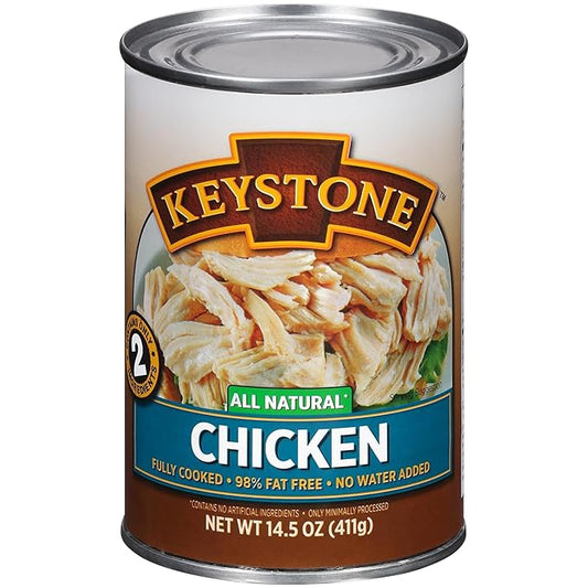 Keystone All Natural Canned Chicken 14.5 Oz Fully Cooked | No Water Added | Ready to Meat | Quick Meals Emergency Survival Food Canned Meat Pack of 1
