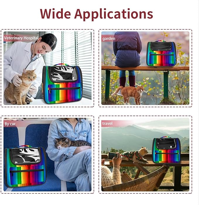 Colorful Rainbow Painting Stripes Pet Carrier Airline Approved Pet Carrier Bag Dog Carrier for Small Medium Cats Dogs Puppies Kitten
