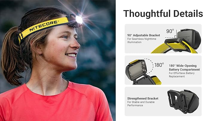 Nitecore UT27 MCT Pro 800 Lumen Running Headlamp USB-C Rechargeable Dual Power with Multi-Color Temperatures Red Light Lightweight Trail Hiking Camping Sticker (White)