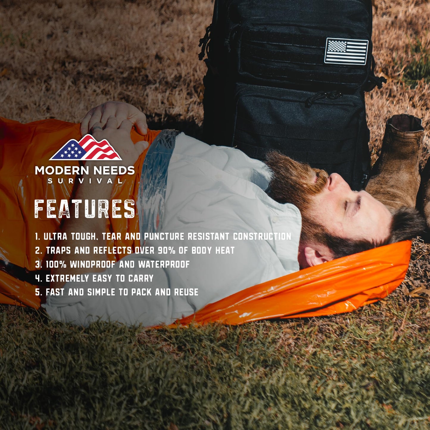 MODERN NEEDS Emergency Sleeping Bag Survival – Thermal Blanket & Bivy Sack | Emergency Bivy &