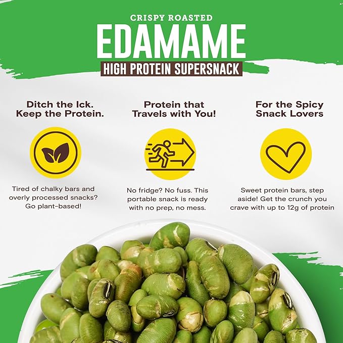 Biena Crispy Roasted Edamame Beans Snack ??High Protein Low Carb Snack for Adults & Kids, 12g Protein per Serving - Made w/Avocado Oil ??Vegan, Gluten-Free ??10-Pack, 1.05oz Bags, Chili Lime