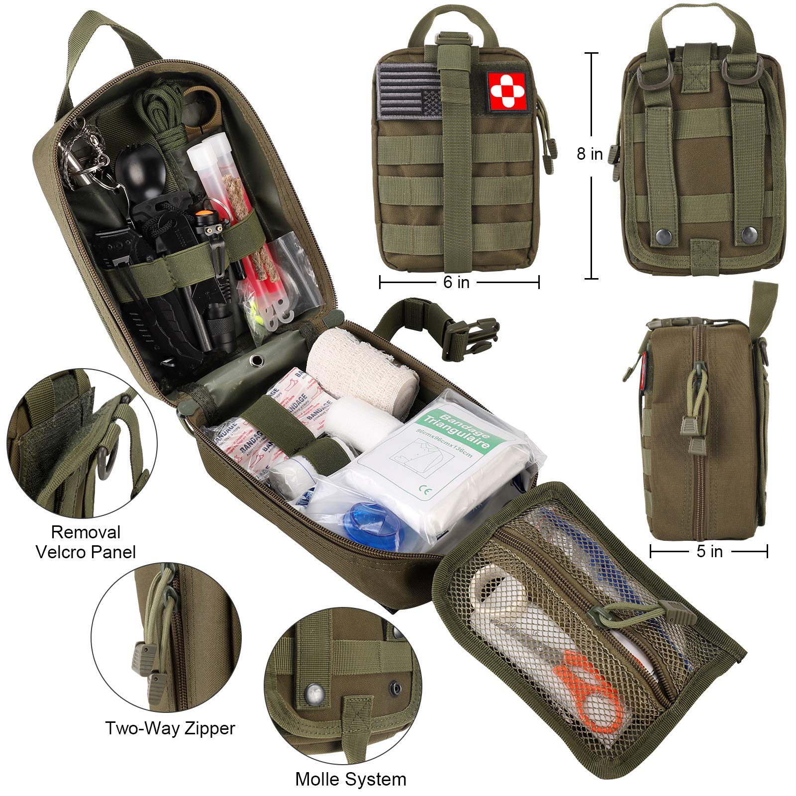216 Pcs Survival First Aid kit, Professional Survival Gear Equipment Tools First Aid Supplies for