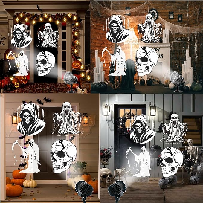 Halloween Projector Lights Outdoor, Rotating Ghost Projector, Waterproof Halloween Projector Lights Landscape for Outdoor Indoor, Yard, Patio, Garden, Party Decor (Cool White Ghost)
