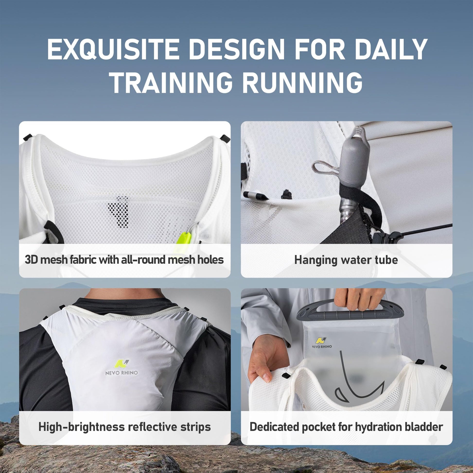 N NEVO RHINO 5L Running Vest, Water Vest Backpack with 2x500ml Soft Flasks