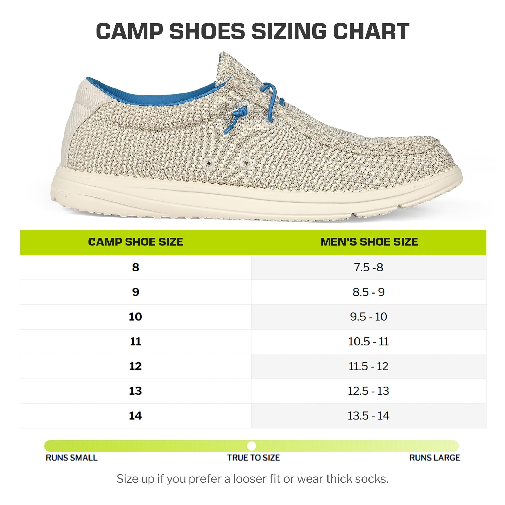 Gator Waders Mens Camp Shoes - Lightweight Slip-On Outdoor Loafers for Men with Elastic Laces