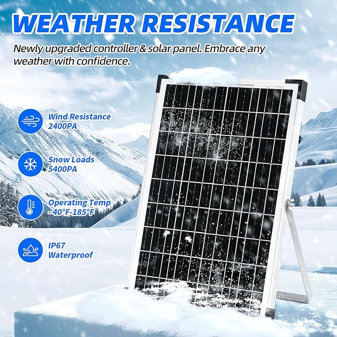 30W Solar Panel Battery Trickle Charger & Maintainer with 12A Upgraded Solar Panel Controller, 12V Monocrystalline Waterproof Solar Trickle Charging Kit for Car RV Boat Motorcycle