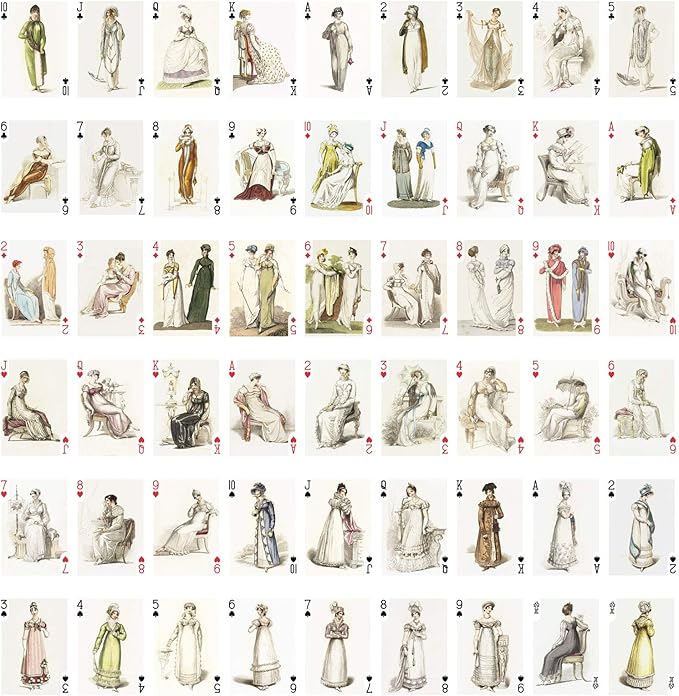 Victorian Fashion Playing Cards (Poker Deck 54 Cards All Different) Vintage Fashion Lady XIX Century Posters