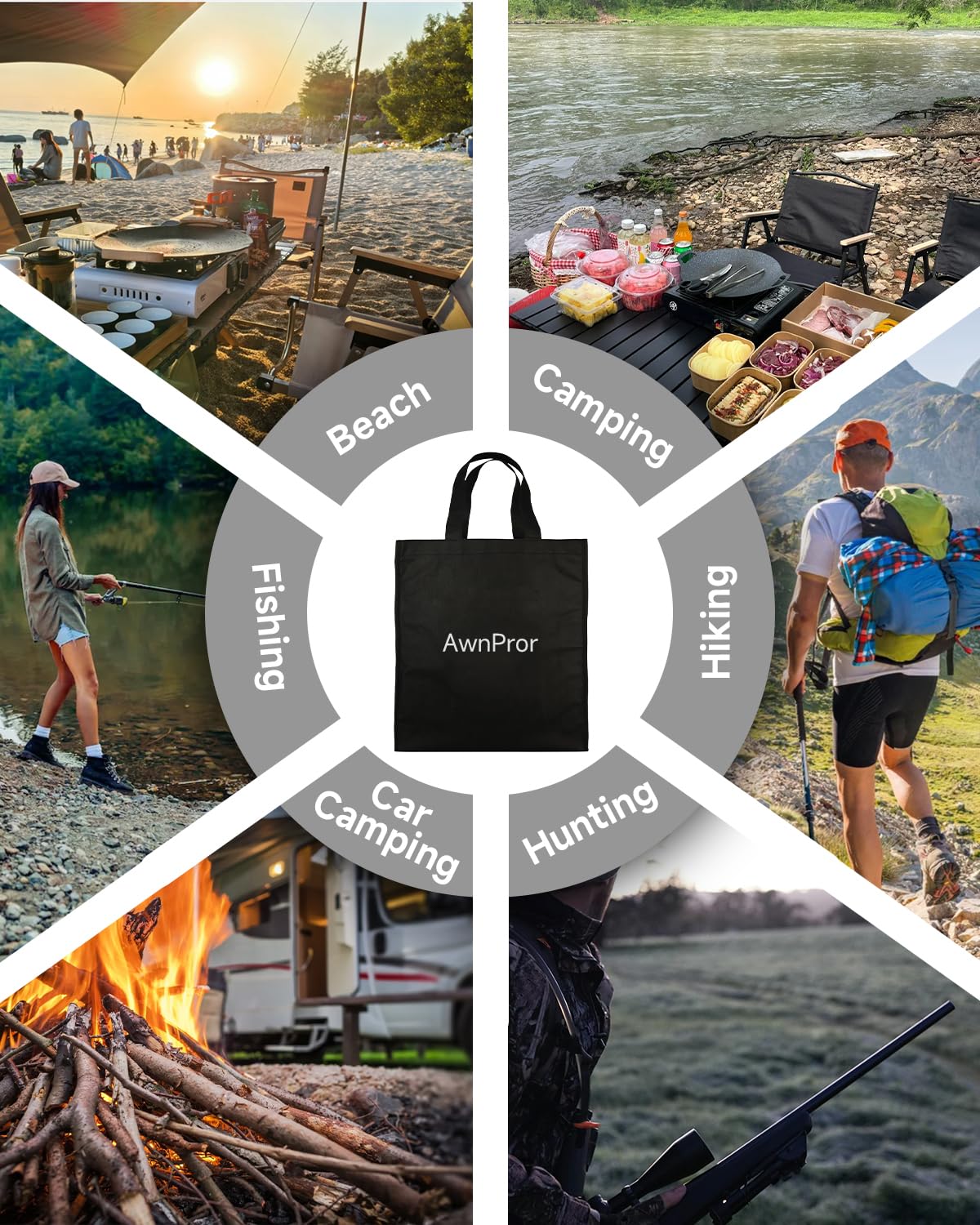 AwnPror Aluminum Camping Stove Windscreen,Lightweight Foldable Outdoor Wind Blocker Gas Stove