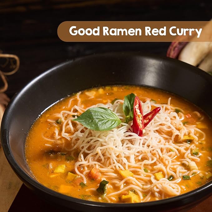 Perfect Earth Good Ramen Red Curry Noodles - Authentic Vibrant Thai Flavor, Medium Spice, Organic & Gluten-Free Instant Noodle Ramen Bowl, Pantry Staples Cooked in Just Minutes (4 Pack)