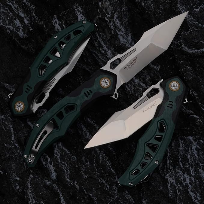 high hardness sharp folding pocket knife, 3.7in vg10 steel blade, inlaid G10 handle, lining lock, titanium clip, EDC flipper utility knife, used for hunting, camping, hiking and fishing