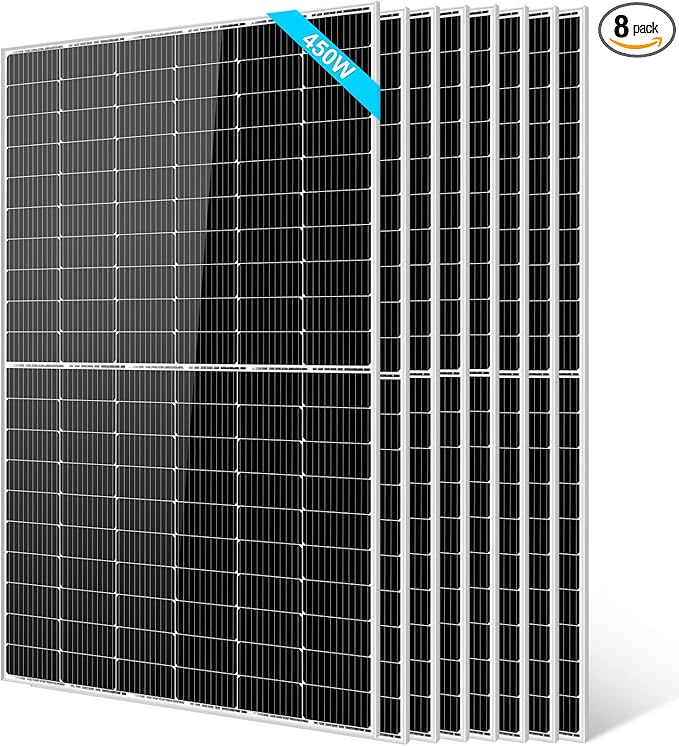 SUNGOLDPOWER UL61730 450W Solar Panel 8PCS,Monocrystalline,Grade A Solar Cell,IP68 High Efficiency for Charging 12V/24V,36V/48V Solar System for RV,House,Rooftop,Farm,On and Off Grid(3600W)