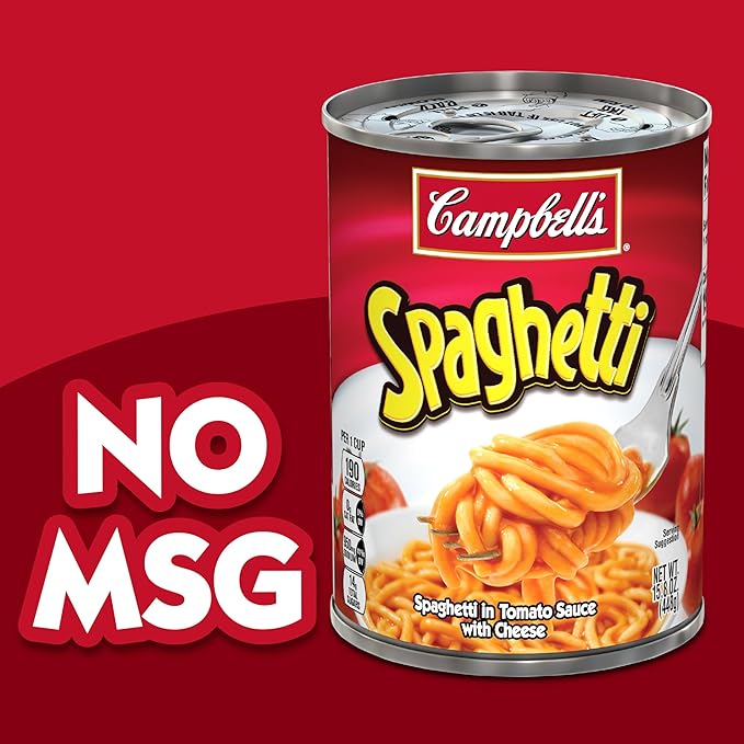 Campbell's Canned Spaghetti, Snacks for Kids and Adults,15.8 OZ Can (Pack of 6)