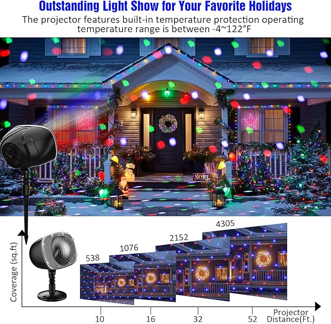 Christmas Halloween Projector Lights Outdoor,Indoor 15 Colors Snowfall Rotating Falling Snow Projector with Remote and Timer,Waterproof Landscape Lights for Home Yard Garden Window Christmas Decor
