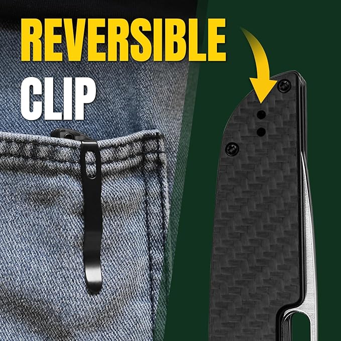 Kizer Varatas Pocket Knife, 3.24” Nitro V G10 Carbon Fiber Handle Folding Knife, EDC Knife for Men Women, Liner Lock Camping Folding Knife with Pocket Clip, Survival Hunting knives V3637A2