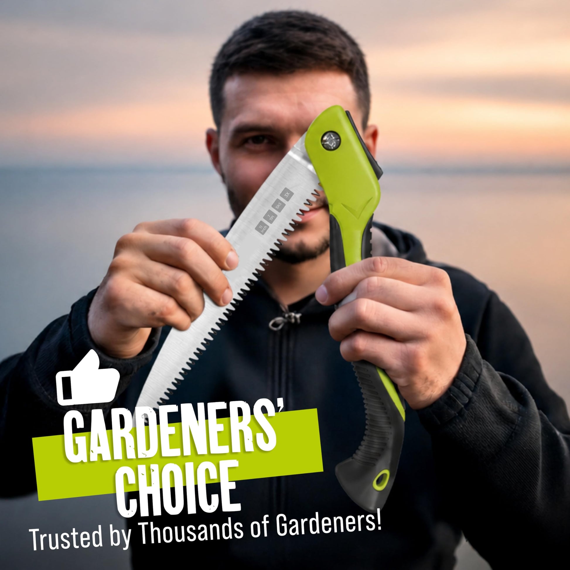 Folding Camping saw 11 Inch - Heavy Duty Pruning Saw with Triple-Cut SK5 Blade, 7 TPI Razor Teeth