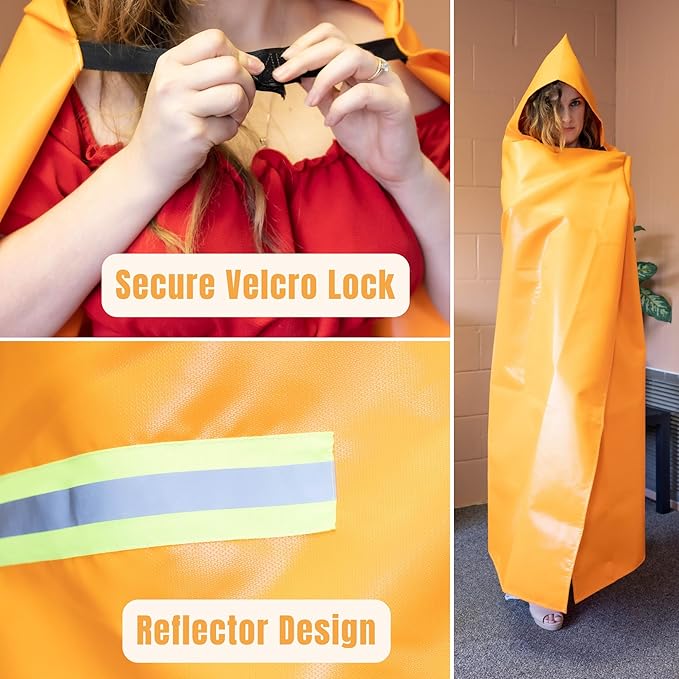 Supa Ant Silicone Fire Cloak for Fireproof Suit Emergency Blanket for Home and Kitchen - Emergency Poncho as Heat Shield Blanket -Fire Resistant Hoodie-Escape Suit with Cape and Hood (70x55 in.-Large)