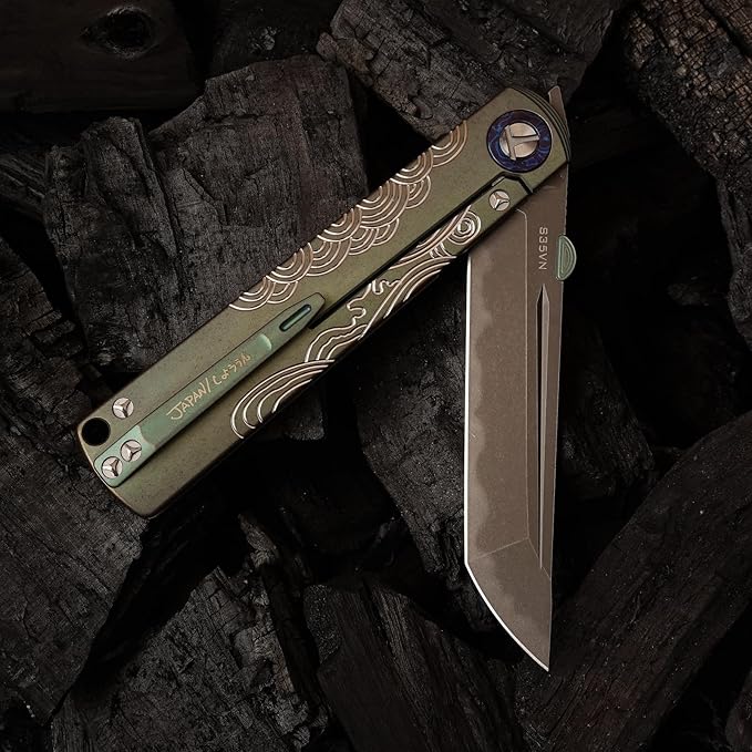 S35VN steel TC4 titanium alloy handle pocket folding knife, Japanese style can be preferred as a gift, camping, home, outdoor, EDC
