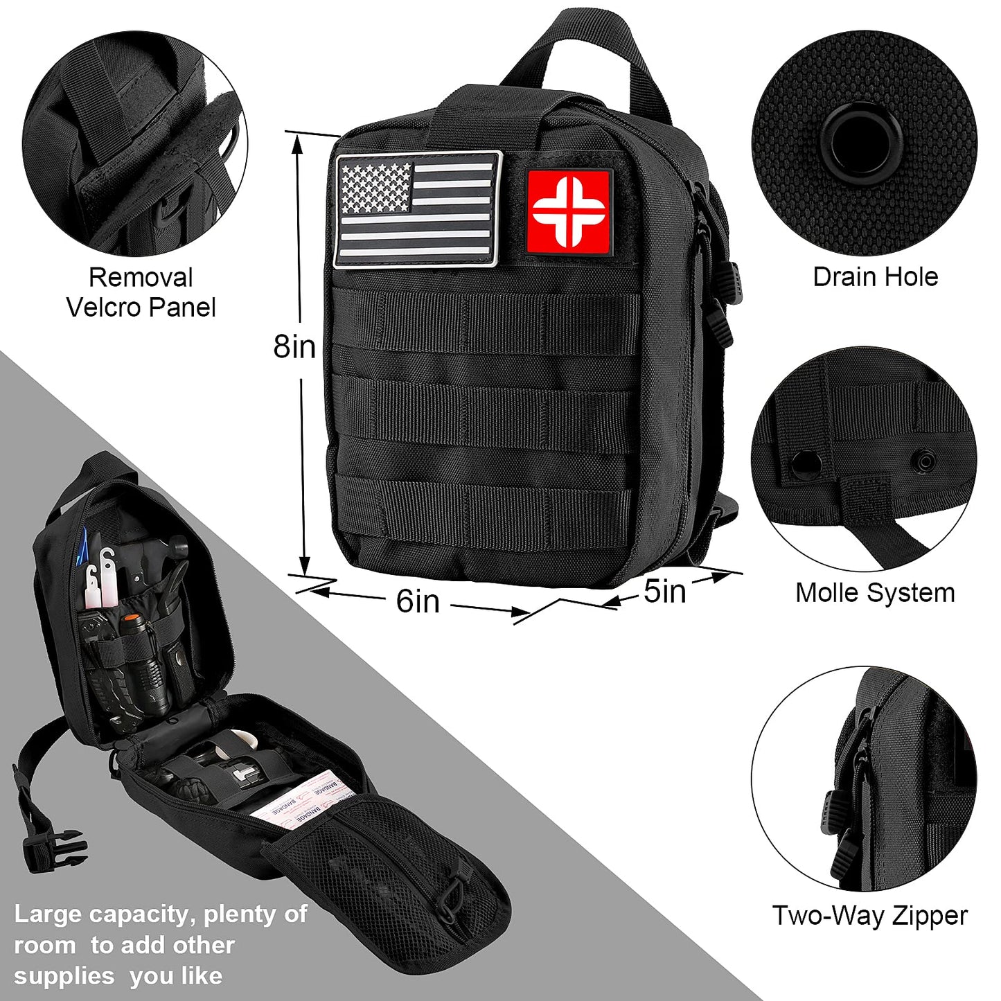 LUXMOM Survival Kit and First Aid Kit, 142Pcs Professional Survival Gear and Supplies Equipment