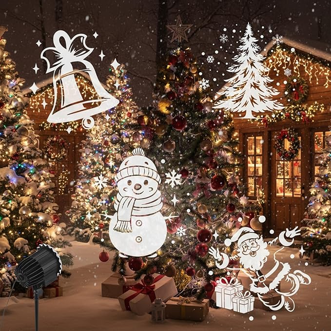 Tuanse Christmas Projector Lights Outdoor Rotating Santa Projector Snowflake LED Flood Light Holiday with Stars for Xmas Party Garden Landscape Decoration