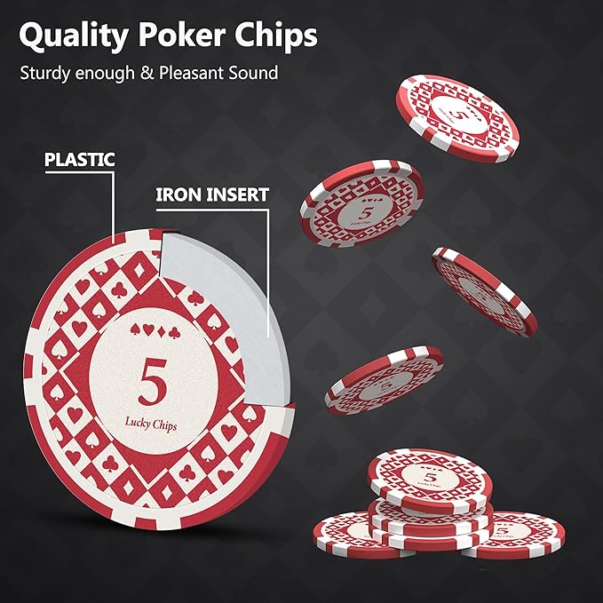 SHANTRA 300 PCS Poker Chips Poker Sets with Aluminum Case, Texas Hold?™Em Poker Set with 11.5 Gram Numbered Chips, Casino Chip Sets with 2 Decks of Plastic Playing Cards for Blackjack Gambling Games