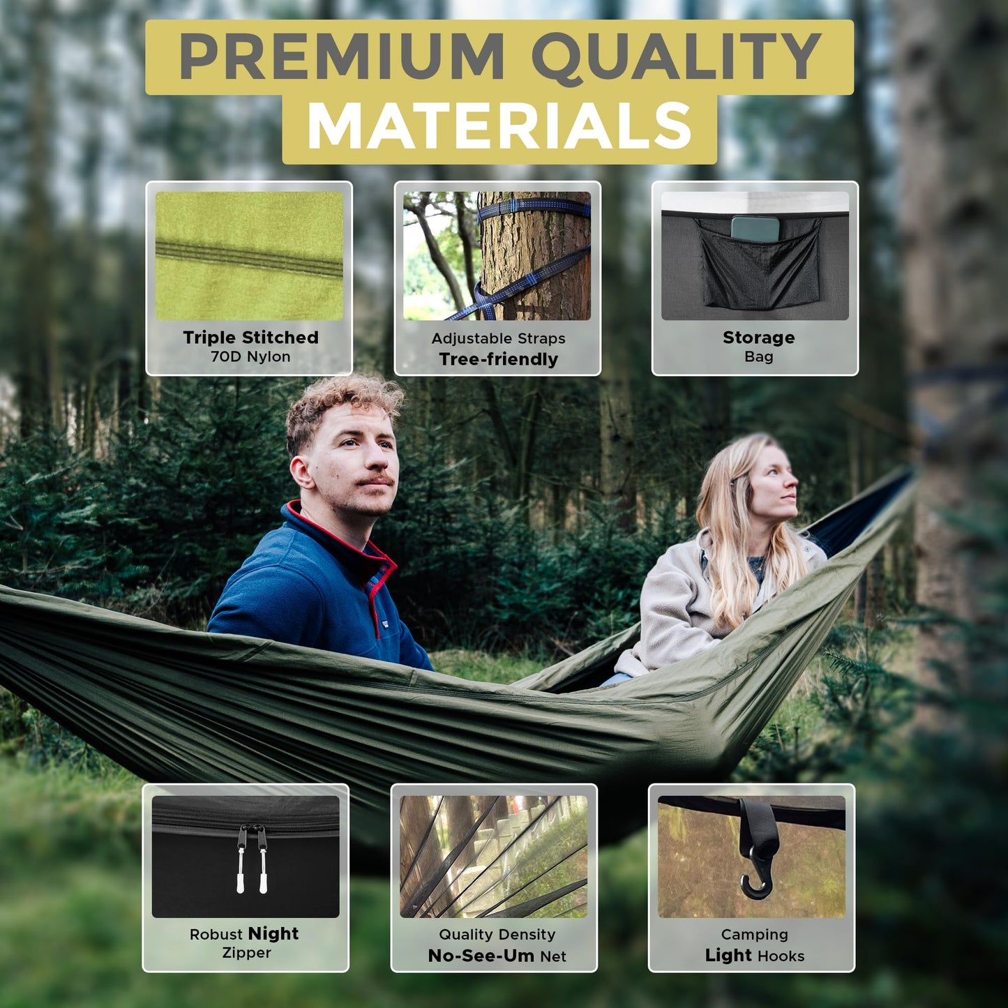 Miztli Camping Hammock Portable Tent-Like Outdoor Hammock with Net 1/2 Person
